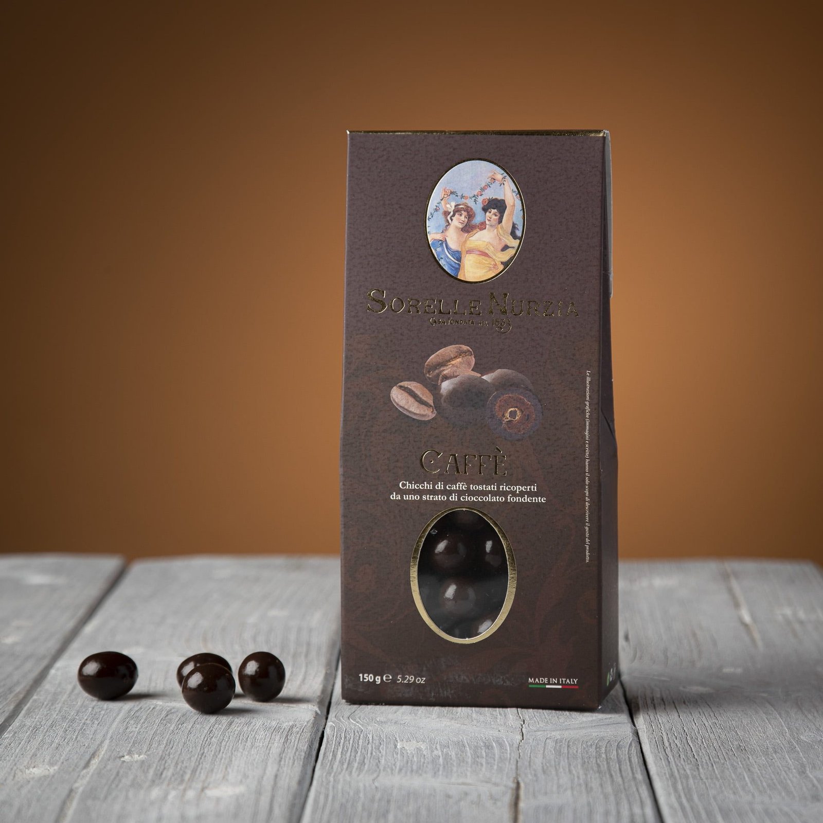 Chicchi di caffè tostati ricoperti di cioccolato fondente – Sorelle Nurzia