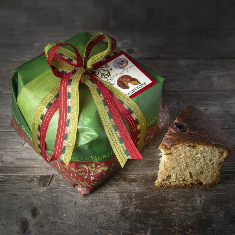 Panettone tradizionale con uvetta e canditi – 1kg – Incarto a mano – Sorelle Nurzia