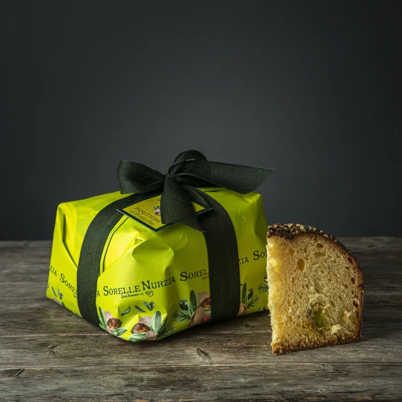 Panettone fruttato al pistacchio – 1kg – Incarto a mano – Sorelle Nurzia