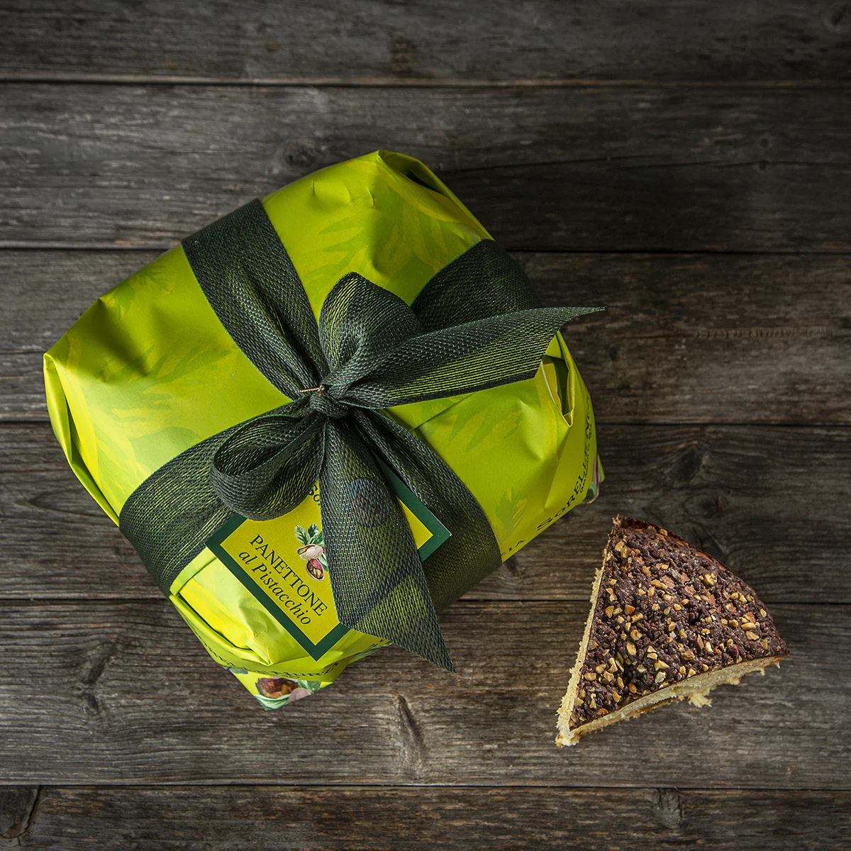 Panettone fruttato al pistacchio – 1kg – Incarto a mano – Sorelle Nurzia